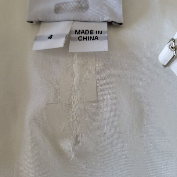 Colovos Size 4 RTR Designer Cream Midi Dress Asymmetrical Hem Side Zip Belted - Picture 15 of 16